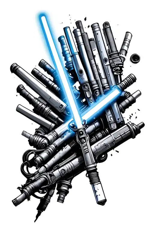 multiple lightsaber handles in a pattern tattoo design idea