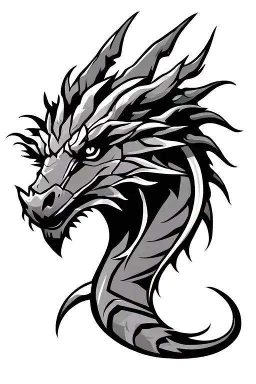 Make a simple traditional Nordic tattoo of a Norse dragon head and neck like the ones they had on the Viking ships tattoo design idea