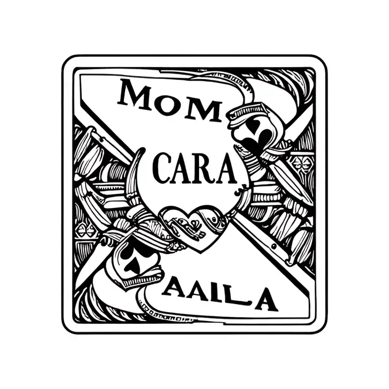 "MOM CARLA" Queen of heart playing card queen tattoo design idea