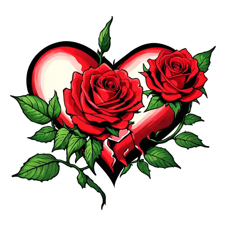 rose in form broken heart by knife  tattoo design idea