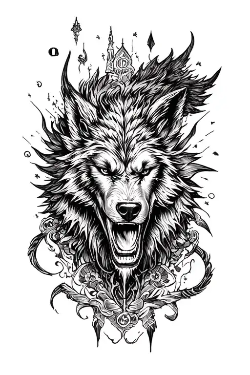 a tattoo in which you can find references to the TV series "Supernatural", the TV series "Teen Wolf", the novel "Harry Potter", tattoo design idea