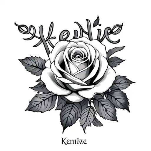 roses and Kenzie spelled tattoo design idea