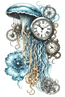 jellyfish and dissolving clock tattoo design idea