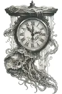jellyfish and dissolving clock tattoo design idea
