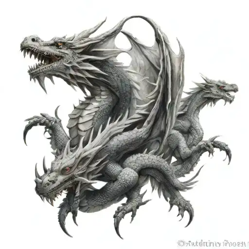 a twoheaded dragon with two wings tattoo design idea