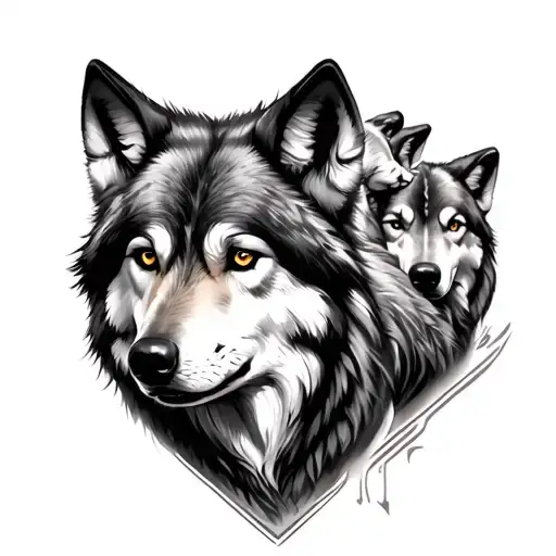Three Wolf tattoo design idea