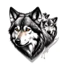 Three Wolf tattoo design idea