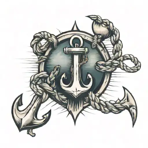 sea anchor with rope tattoo design idea