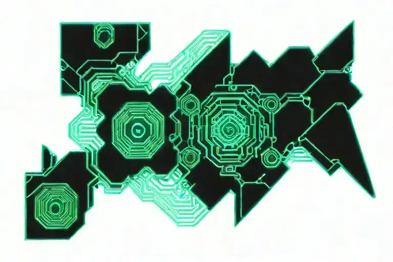 Two Turquoise Electronic Circuits tattoo design idea