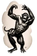 monkey doing ecstatic dance  tattoo design idea