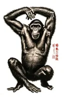 monkey doing ecstatic dance  tattoo design idea