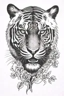 Japan tiger face with paws Infront  tattoo design idea