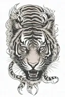 Japan tiger face with paws Infront  tattoo design idea