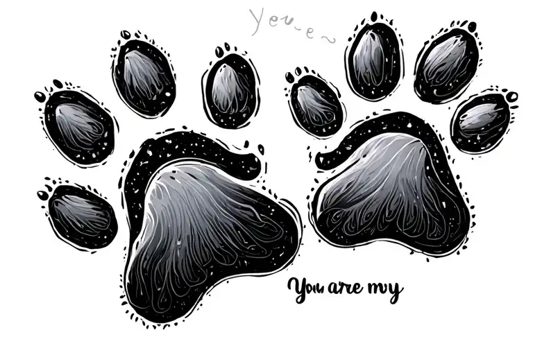 you are my sunshine 3 dog paw prints trailing tattoo design idea