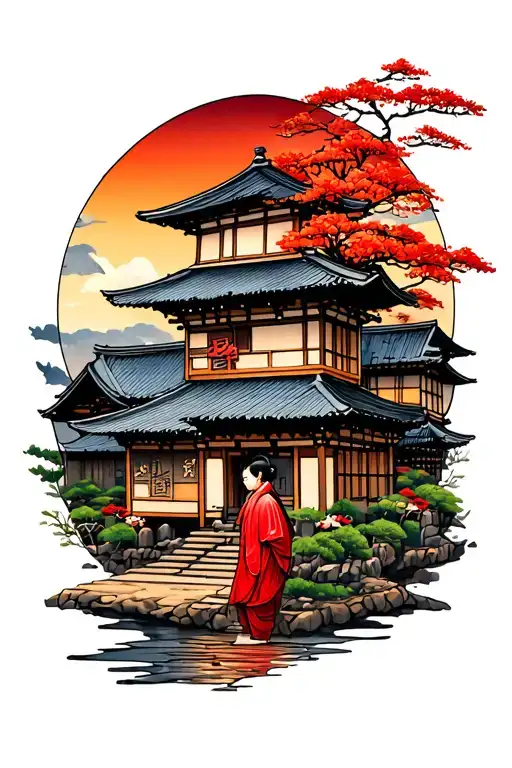 Japanese Village tattoo design idea