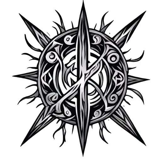 scandinavian tribal tattoo inspired with a runes of futhark and mythology tattoo design idea
