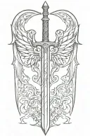 sword with one wing tattoo design idea