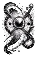 quantum mechanics, time space, immortality tattoo design idea