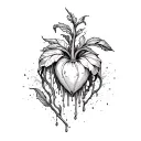 bleeding heart flower daggar tattoo design idea