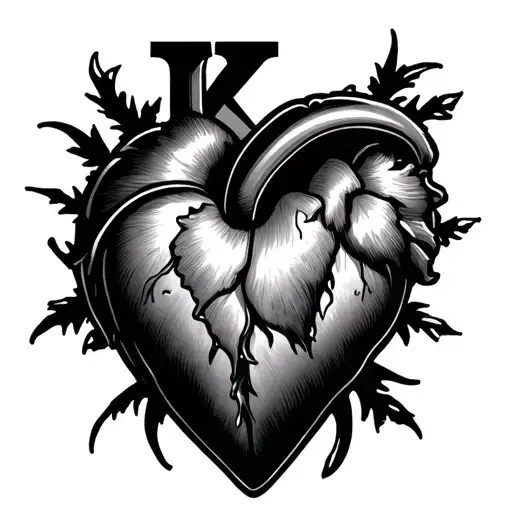 K Heart tattoo design idea