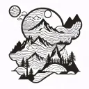 west coast mountain scene tattoo design idea