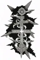 Airplanes and catholic cross tattoo design idea