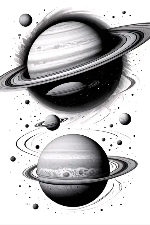 solar system planets and orbits abstract representation tattoo design idea