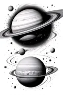 solar system planets and orbits abstract representation tattoo design idea