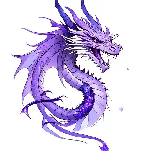purple dragon with amethyst  tattoo design idea