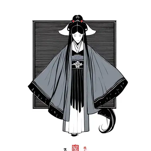 traditional style Korean hanbok dress combined tattoo design idea