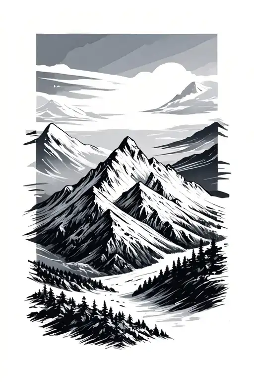 mountain minimal line art tattoo design idea