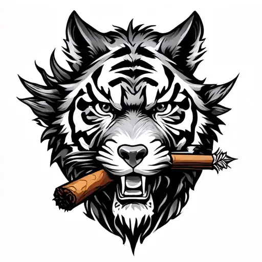 arrow, tiger face,wolf face,dragon face,monkey face with cigar and conpass tattoo design idea