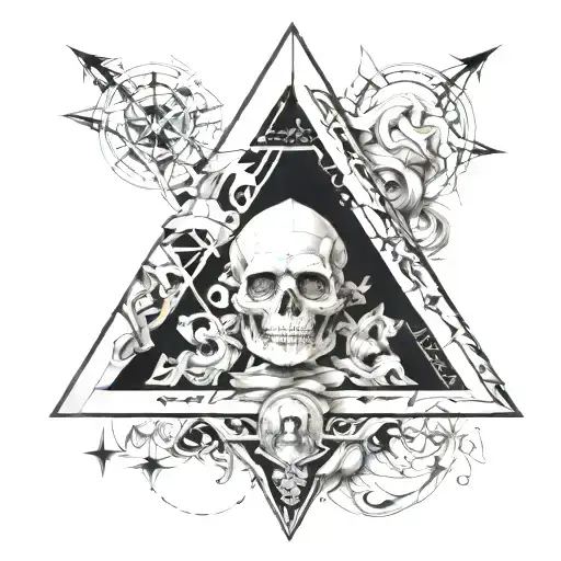 geometric triangle with anatomical human in the Renaissance environment tattoo design idea