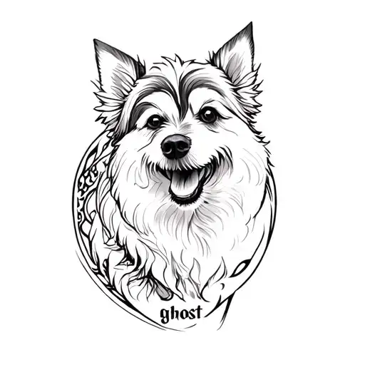 a memoriom tattoo of my dog with his name "ghost" tattoo design idea