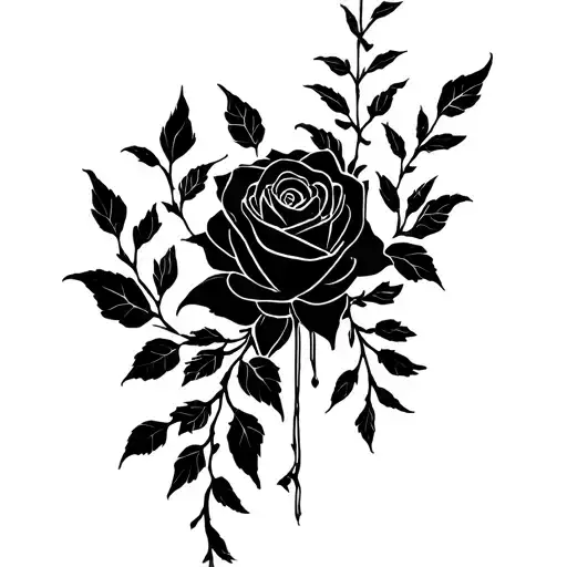 roses going up my hand to my wrist and vines going down my fingers tattoo design idea