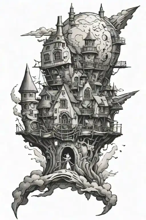 howls moving castle tattoo design idea