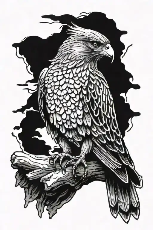 hawk sitting tattoo design idea