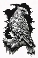 hawk sitting tattoo design idea