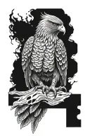 hawk sitting tattoo design idea