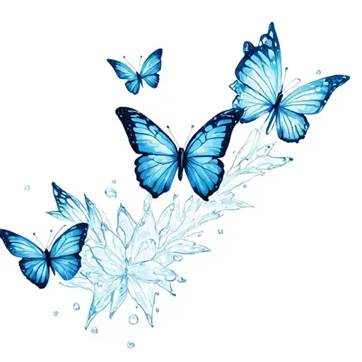 ice and butterflies tattoo design idea