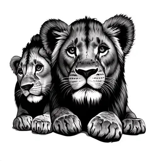 3 Lion Cubs logo surrounded tattoo design idea