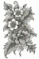 japanese flower surrounded tattoo design idea