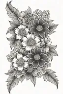 japanese flower surrounded tattoo design idea