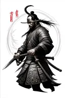 samurai swordsman holding a dagger sideways tattoo design idea