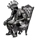African king sitting tattoo design idea