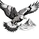 simple eagle soaring with mountain scene tattoo design idea