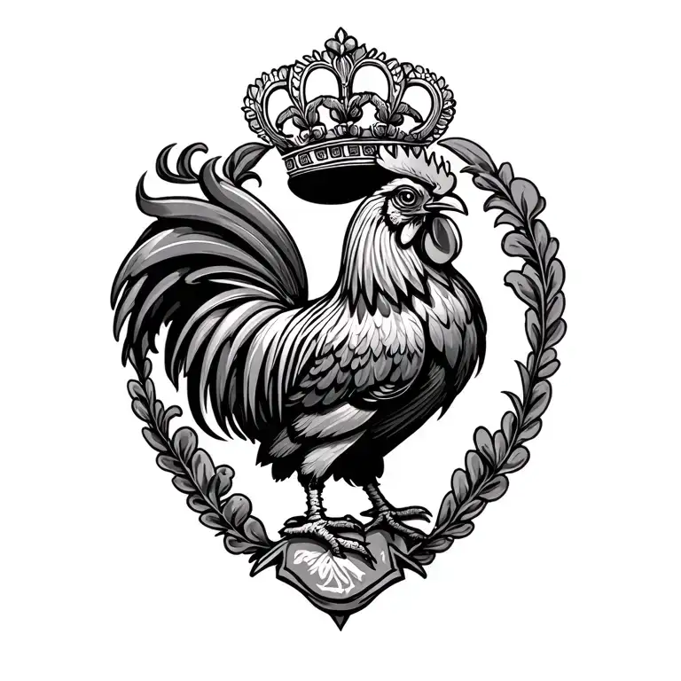Portuguese rooster wearing crest tattoo design idea