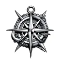 J2EM wit anchor and compass rose intertwined tattoo design idea