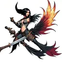 Morrigan armed with a weapon tattoo design idea