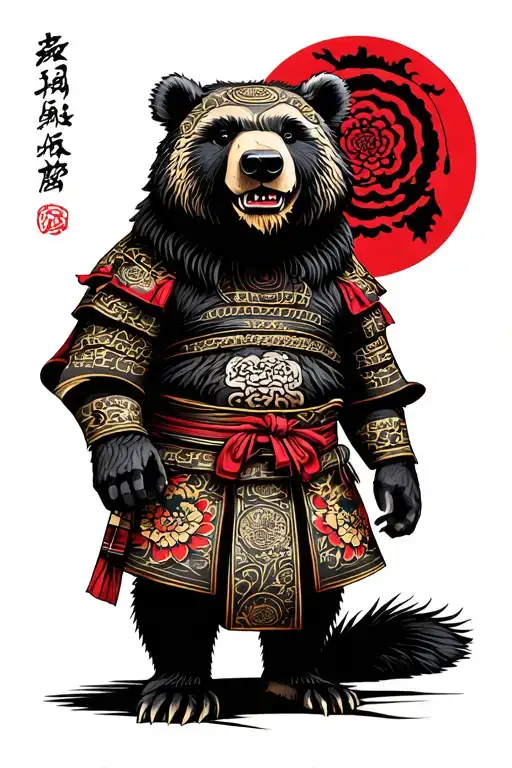 Samurai Bear tattoo design idea